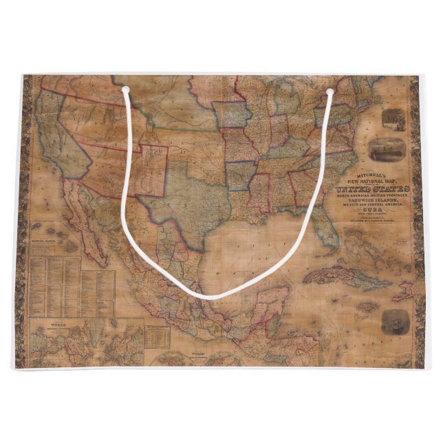 Bolsa De Regalo Grande Mapa antiguo antiguo inspirado (13) (Anverso)