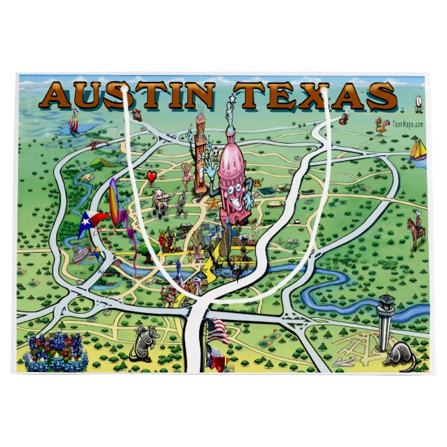 Bolsa De Regalo Grande Mapa de diversiones de Austin Texas (Anverso)
