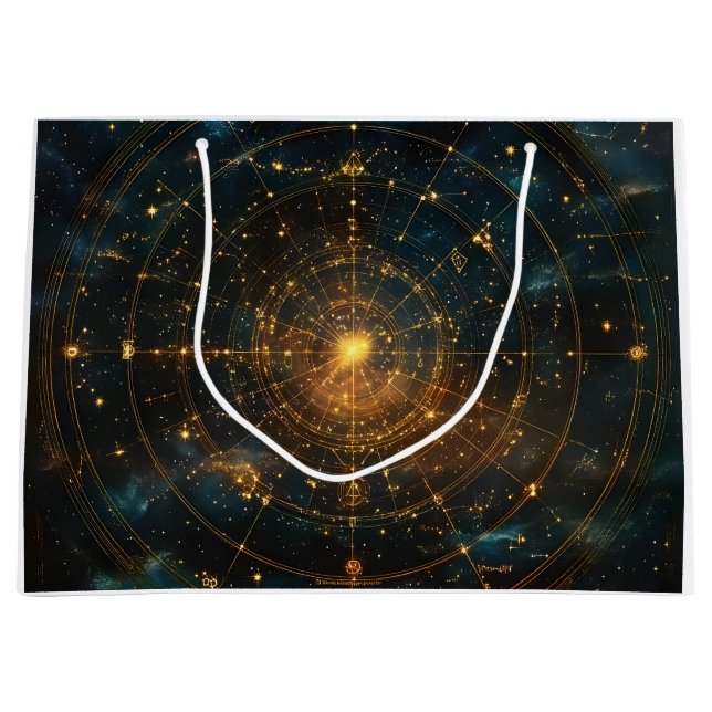 Bolsa De Regalo Grande Mapa de estrellas celestes doradas (3) (Anverso)