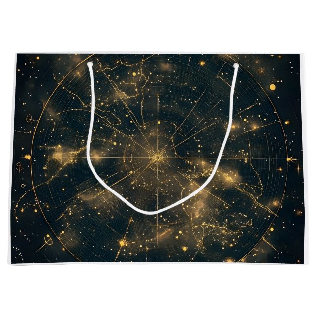 Bolsa De Regalo Grande Mapa de estrellas celestes doradas (5) (Anverso)
