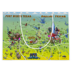 Bolsa De Regalo Grande Mapa de Personalizados de Dallas Fort Worth Texas