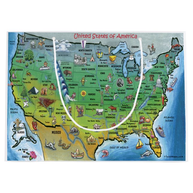 Bolsa De Regalo Grande Mapa de Personalizados de EE.UU. (Anverso)