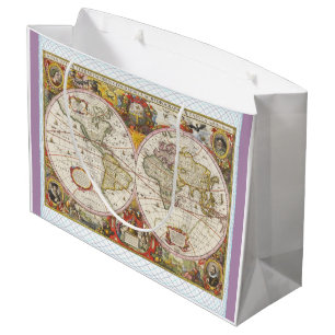 Bolsa De Regalo Grande Mapa del mundo del vintage