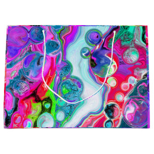 Bolsa De Regalo Grande Marble Colorful Fluid Art Cumpleaños