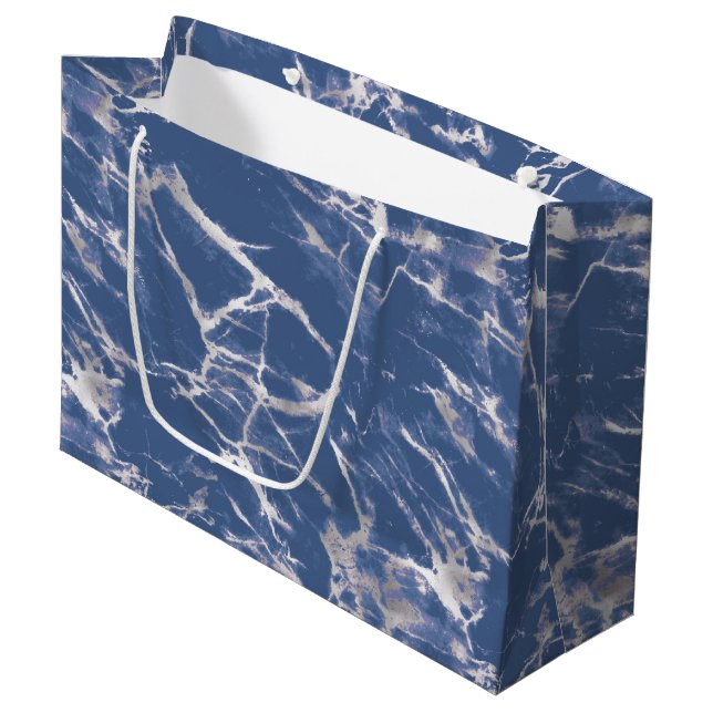 Bolsa De Regalo Grande Marble plateado azul (Angulo Anverso)
