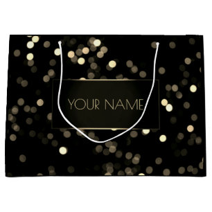 Bolsa De Regalo Grande Marca de lujo Black Gold Minimal Nombre
