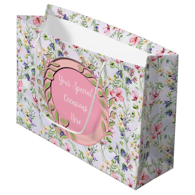 Bolsa De Regalo Grande Marco floral elegante: para cada ocasión (Angulo Anverso)