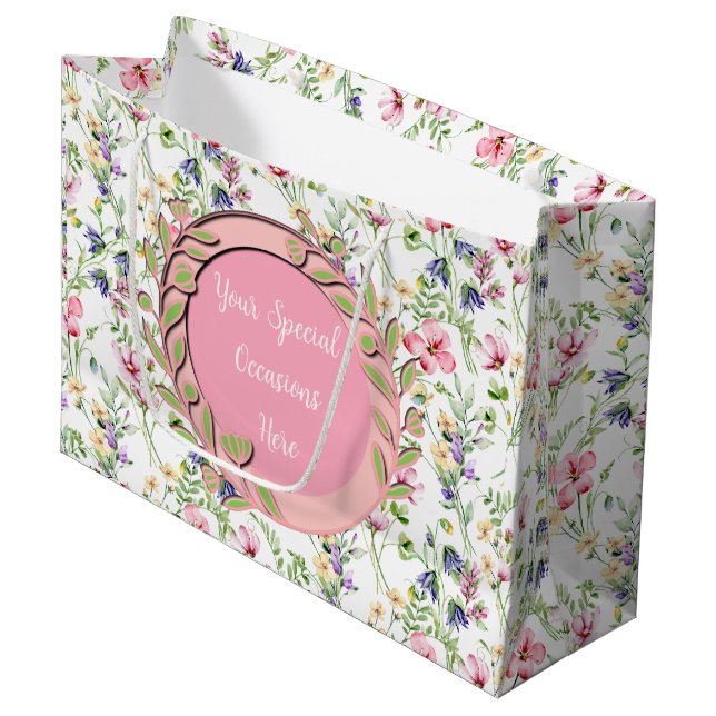 Bolsa De Regalo Grande Marco floral elegante: para cada ocasión (Angulo Anverso)