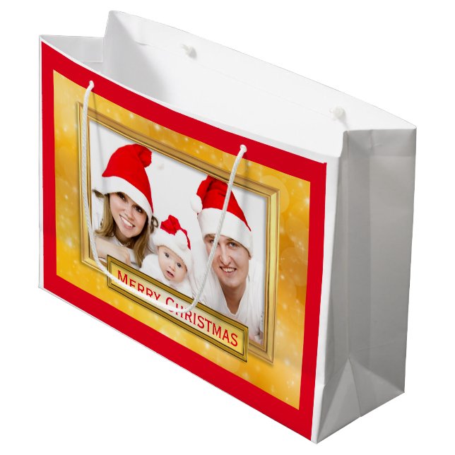 Bolsa De Regalo Grande Marco fotográfico dorado I + tu foto y texto (Angulo Anverso)