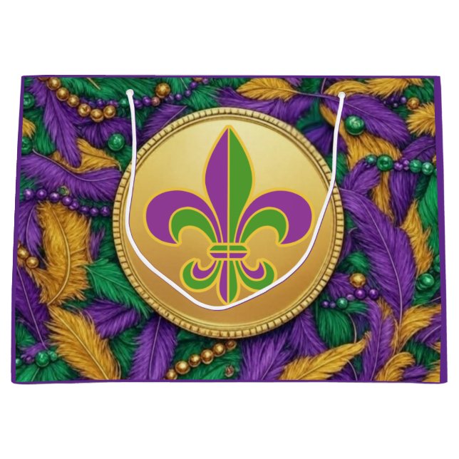 Bolsa De Regalo Grande Mardi Gras Fleur de lis (Anverso)