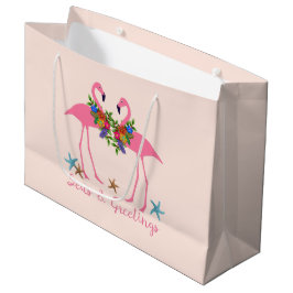 Bolsa De Regalo Grande Mares y saludos Fiesta Pareja Flamingo