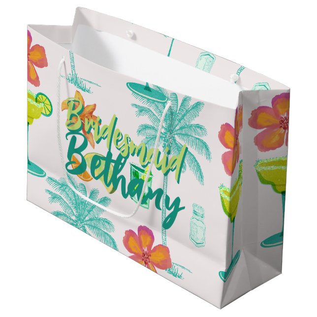 Bolsa De Regalo Grande Margarita Veil Bachelorette Party Ilustrada (Angulo Anverso)