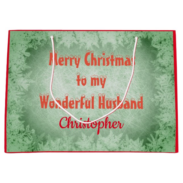 Bolsa De Regalo Grande Marido navideño de Feliz Personalizado (Anverso)