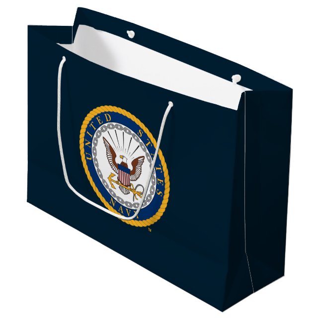 Bolsa De Regalo Grande Marina de Estados Unidos | Emblema naval (Angulo Anverso)