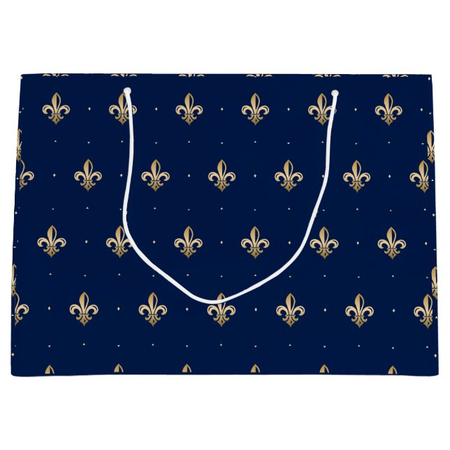 Bolsa De Regalo Grande Marina de patrón Luxurious Gold Fleur de Lis (Anverso)