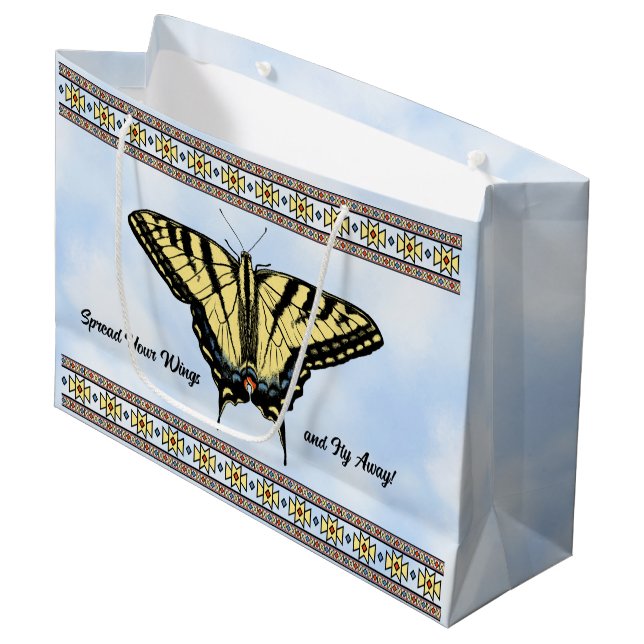 Bolsa De Regalo Grande Mariposa amarilla suroeste personalizada (Angulo Anverso)