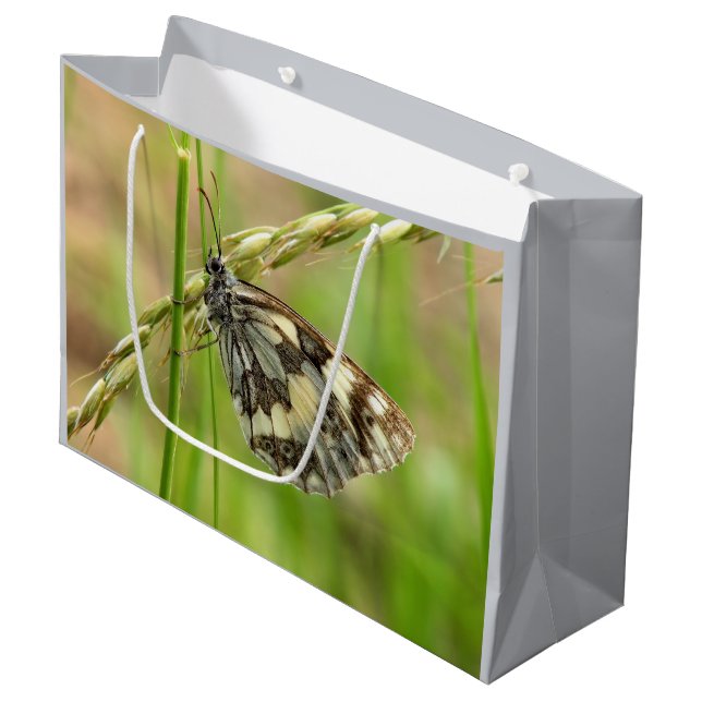 Bolsa De Regalo Grande Mariposa blanca desangrada en la hierba (Angulo Anverso)