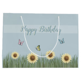 Bolsa De Regalo Grande Mariposa de Girasol Feliz Cumpleaños