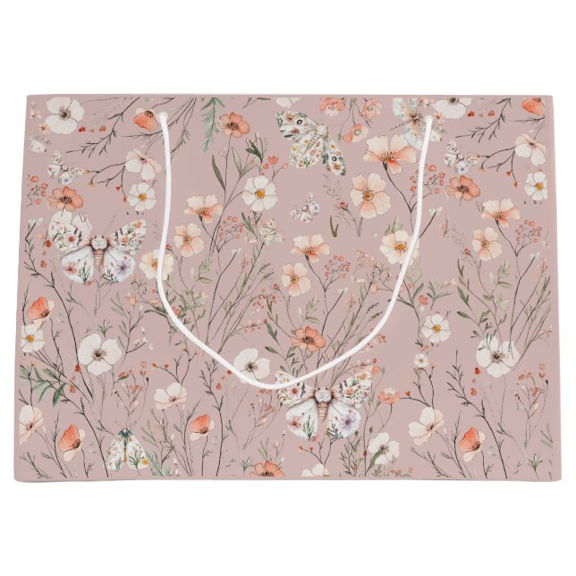 Bolsa De Regalo Grande Mariposa Floral Boho (Anverso)