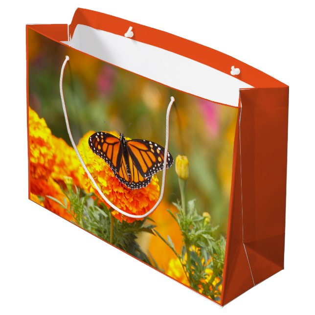 Bolsa De Regalo Grande Mariposa Monarca Naranja Marigold Foto (Angulo reverso)