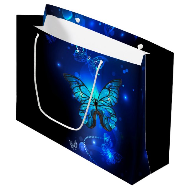 Bolsa De Regalo Grande Mariposa morfo en el fondo oscuro (Angulo Anverso)