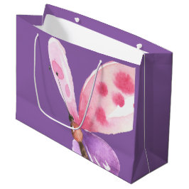 Bolsa De Regalo Grande Mariposa rosada y púrpura de la acuarela