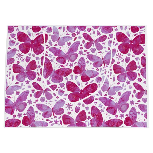 Bolsa De Regalo Grande Mariposas acuarela rosa (Anverso)