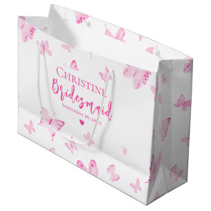 Bolsa De Regalo Grande Mariposas color de agua rosada Diablos de honor