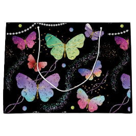 Bolsa De Regalo Grande Mariposas elegantes violeta y azul brillante