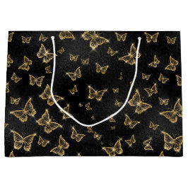 Bolsa De Regalo Grande Mariposas Glam Glam Gold Sparkle