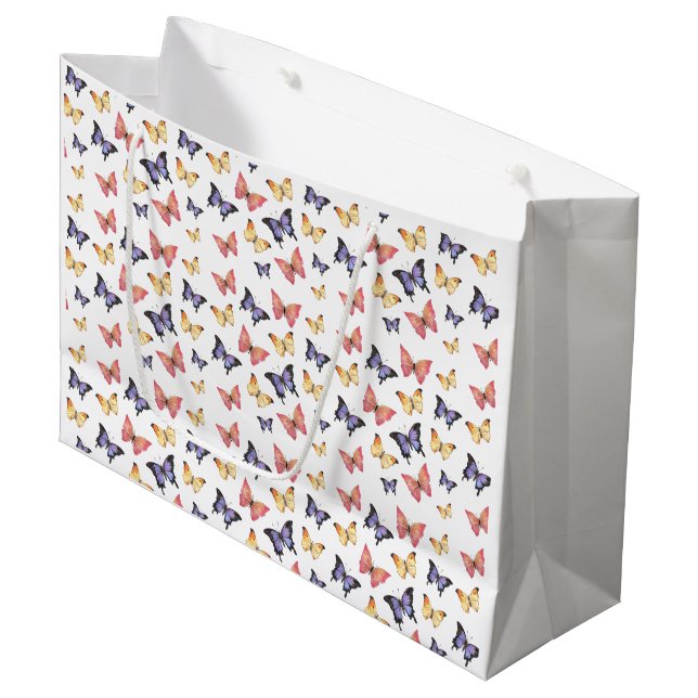 Bolsa De Regalo Grande Mariposas Moradas Rosadas (Angulo Anverso)