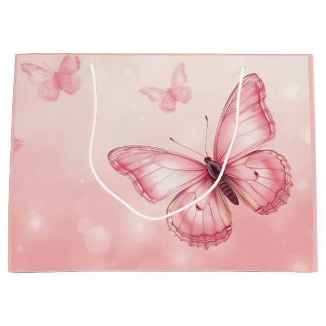 Bolsa De Regalo Grande mariposas rosadas encantadoras (Anverso)