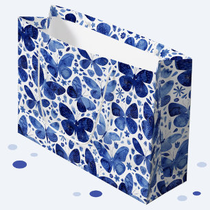 Bolsa De Regalo Grande Mariposas Watercolor Indigo