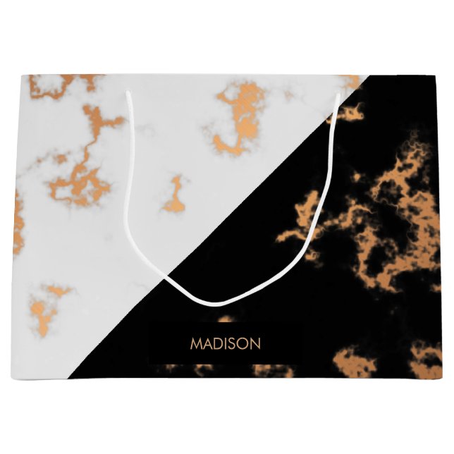 Bolsa De Regalo Grande Mármol blanco y negro (Anverso)