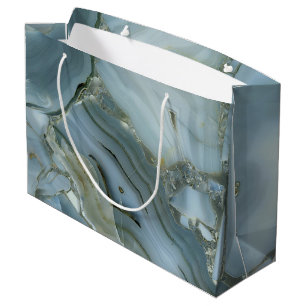 Bolsa De Regalo Grande Mármol gris azul con vena de oro