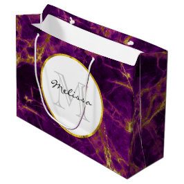 Bolsa De Regalo Grande Mármol morado y dorado moderno