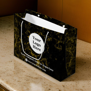 Bolsa De Regalo Grande Mármol negro y dorado