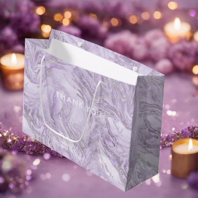 Bolsa De Regalo Grande Mármol Purpurina morado moderno personalizado (Subido por el creador)