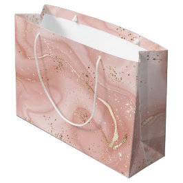 Bolsa De Regalo Grande Mármol Rosa Rubor Brillo Dorado Patrón Abstracto