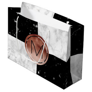 Bolsa De Regalo Grande Mármol subió monograma elegante del blanco del