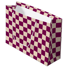 Bolsa De Regalo Grande Maroon and beige checkerboard pattern