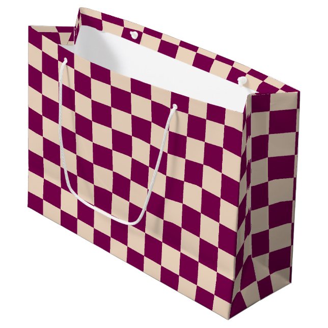 Bolsa De Regalo Grande Maroon and beige checkerboard pattern (Angulo Anverso)