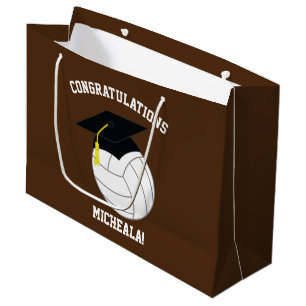 Bolsa De Regalo Grande Marrón de deportes de graduación de voleibol