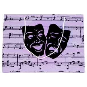 Bolsa De Regalo Grande Máscaras de Música y Teatro Púrpura