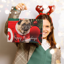 Bolsa De Regalo Grande Mascota personalizado Foto al perro lindo Felices 