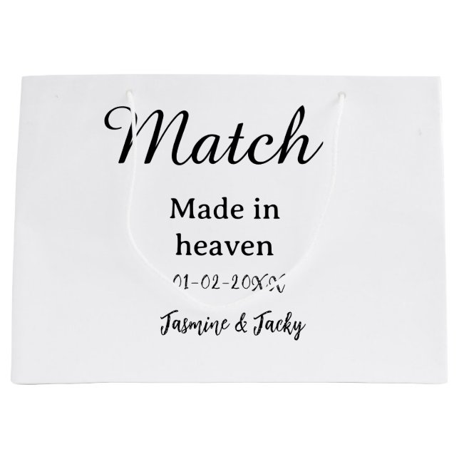Bolsa De Regalo Grande Match made in heaven add name date simple calligra (Anverso)