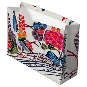 Bolsa De Regalo Grande Materia textil de kimono japonesa vintage (Bingata