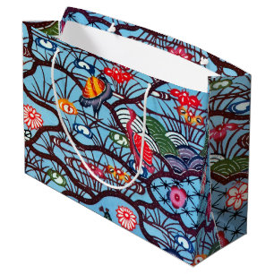 Bolsa De Regalo Grande Materia textil de kimono japonesa vintage (Bingata