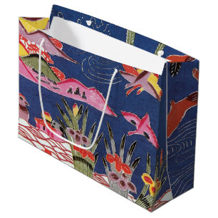 Bolsa De Regalo Grande Materia textil de kimono japonesa vintage (Bingata