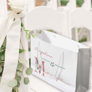 Bolsa De Regalo Grande Matrón personalizado de honor floral gracias